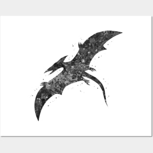 Pterodactyl dinosaur black and white Posters and Art